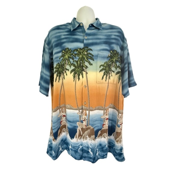 Campia Moda Men's Hawaiian shirt Pinup Bikini Girls and Palm Trees size XL - Picture 1 of 11